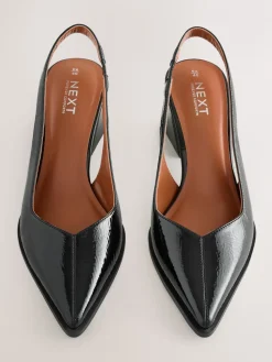 Next Forever Comfort® Pointed Toe Slingback Block Heels Black Patent Online