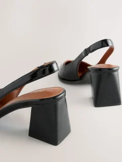 Next Forever Comfort® Pointed Toe Slingback Block Heels Black Patent Online