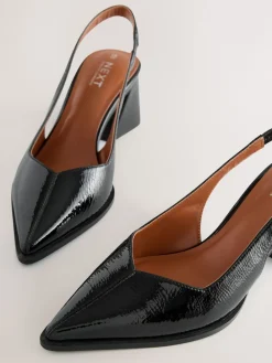Next Forever Comfort® Pointed Toe Slingback Block Heels Black Patent Online