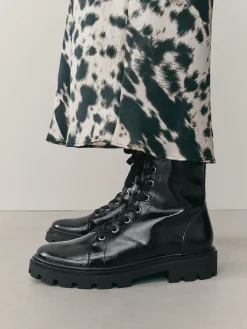 Next Standard/Wide Fit Forever Comfort® Lace-Up Boots Black Patent