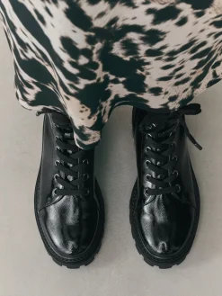 Next Standard/Wide Fit Forever Comfort® Lace-Up Boots Black Patent