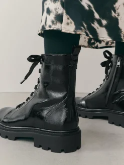 Next Standard/Wide Fit Forever Comfort® Lace-Up Boots Black Patent