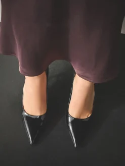 Next Standard/Wide Fit Forever Comfort® Point Toe Court Heels Black Patent New