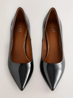 Next Standard/Wide Fit Forever Comfort® Point Toe Court Heels Black Patent New