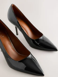 Next Standard/Wide Fit Forever Comfort® Point Toe Court Heels Black Patent New