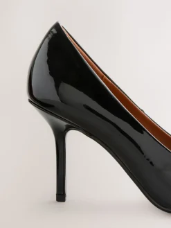 Next Standard/Wide Fit Forever Comfort® Point Toe Court Heels Black Patent New