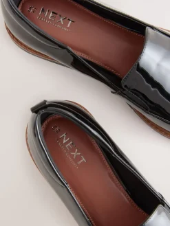 Next Standard/Wide Fit Forever Comfort® Slip On Clean Chunky Sole Loafers Black Patent Hot