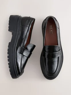 Next Standard/Wide Fit Chunky Loafers Black Patent