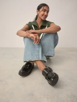 Next Standard/Wide Fit Chunky Loafers Black Patent