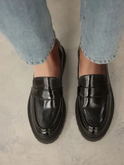 Next Standard/Wide Fit Chunky Loafers Black Patent