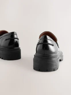Next Standard/Wide Fit Chunky Loafers Black Patent