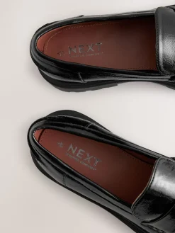 Next Standard/Wide Fit Chunky Loafers Black Patent
