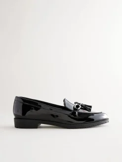Next Patent Tassel Hardware Detail Loafers Black Sale