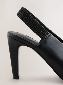 Next Pointed Toe High Cut Slingback Heels Black Online