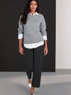 Next Straight Leg Jeans Black Polka Dot Clearance