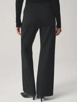 Next Ponte Wide Leg Trousers With Gold Button Detailing Black Sale
