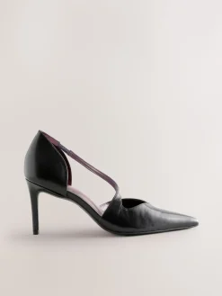 Next Premium Leather Asymmetric Court Heels Black Online