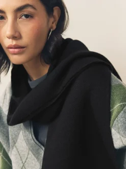 Next Premium Made in Italy Midweight Scarf with Containing Wool Black Outlet