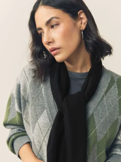 Next Premium Made in Italy Midweight Scarf with Containing Wool Black Outlet