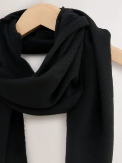 Next Premium Made in Italy Midweight Scarf with Containing Wool Black Outlet