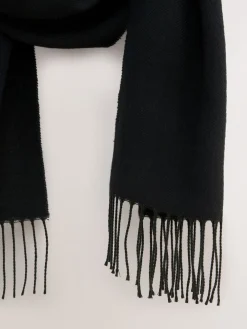 Next Premium Made in Italy Midweight Scarf with Containing Wool Black Outlet