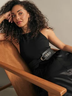 Next Black PU Corset Belt New