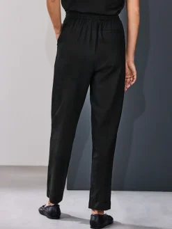Next Pull On Tapered Trousers With Linen Black Online