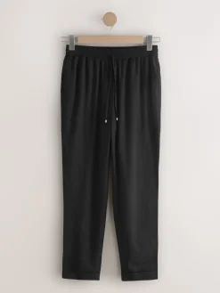 Next Pull On Tapered Trousers With Linen Black Online