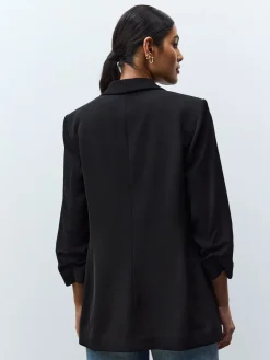 Next Black Relaxed Ruched Sleeve Blazer Online