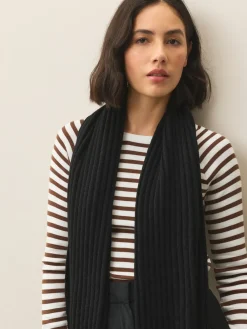 Next Ribbed Knit Scarf Black Hot