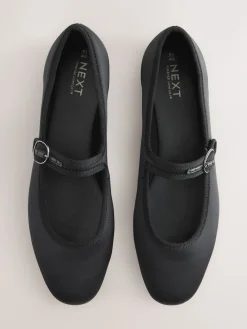 Next Forever Comfort Round Toe Buckle Detail Mary Jane Shoes Black Satin Best