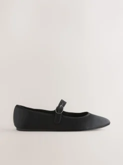 Next Forever Comfort Round Toe Buckle Detail Mary Jane Shoes Black Satin Best