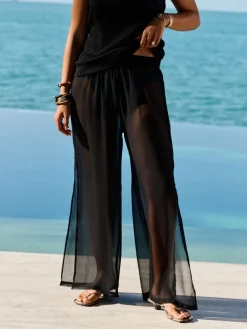 Next Black Sheer Beach Wide Leg Trousers Best