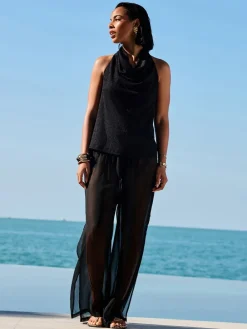 Next Black Sheer Beach Wide Leg Trousers Best