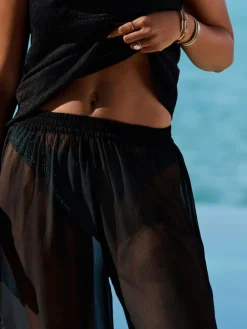 Next Black Sheer Beach Wide Leg Trousers Best
