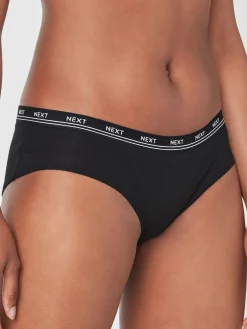 Next Short Cotton Logo Knickers 4 Pack Black Discount