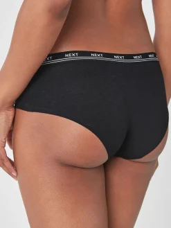 Next Short Cotton Logo Knickers 4 Pack Black Discount
