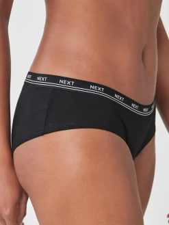 Next Short Cotton Logo Knickers 4 Pack Black Discount