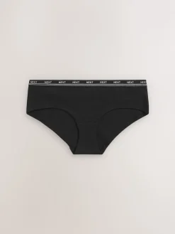 Next Short Cotton Logo Knickers 4 Pack Black Discount