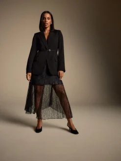 Next Black Single Breasted Skinny Belt Blazer Hot