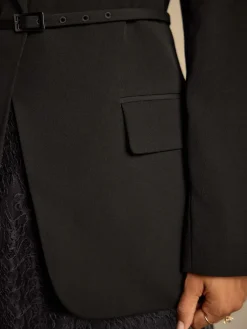 Next Black Single Breasted Skinny Belt Blazer Hot