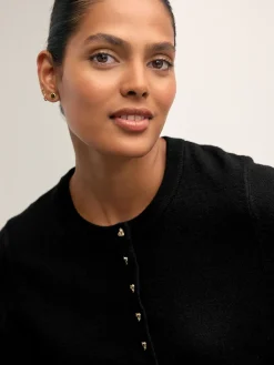 Next Black Slim Supersoft Crew Neck Cardigan with Wool Discount