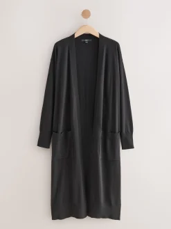 Next Soft Touch Cotton Rich Longline Cardigan Black Online