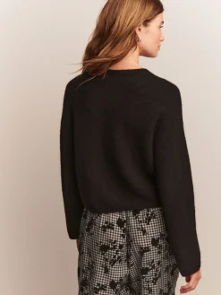 Next Soft Touch Crew Neck Knitted Cardigan With Wool Black Outlet