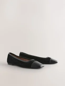 Next Black Square Toe Ballerina Shoes New