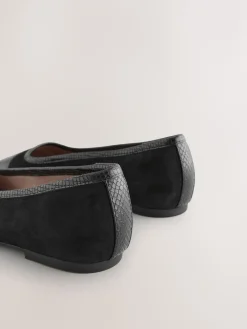 Next Black Square Toe Ballerina Shoes New