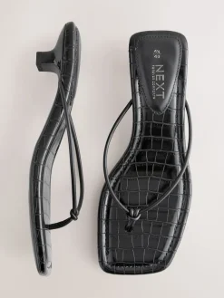 Next Black Square Toe Post Low Heels Best