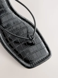 Next Black Square Toe Post Low Heels Best