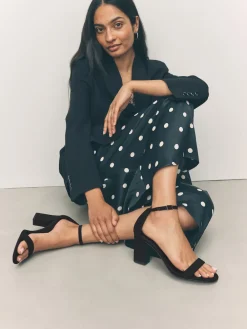 Next Black Standard/Wide Fit Block Heel Sandals Sale