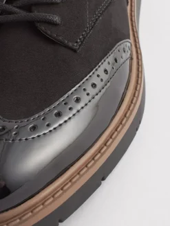 Next Black Standard/Wide Fit Brogue Lace Up Chunky Sole Shoes Discount